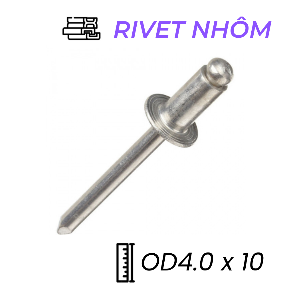 Rivet Nhôm OD4.0x10mm (995-1000 Cái)