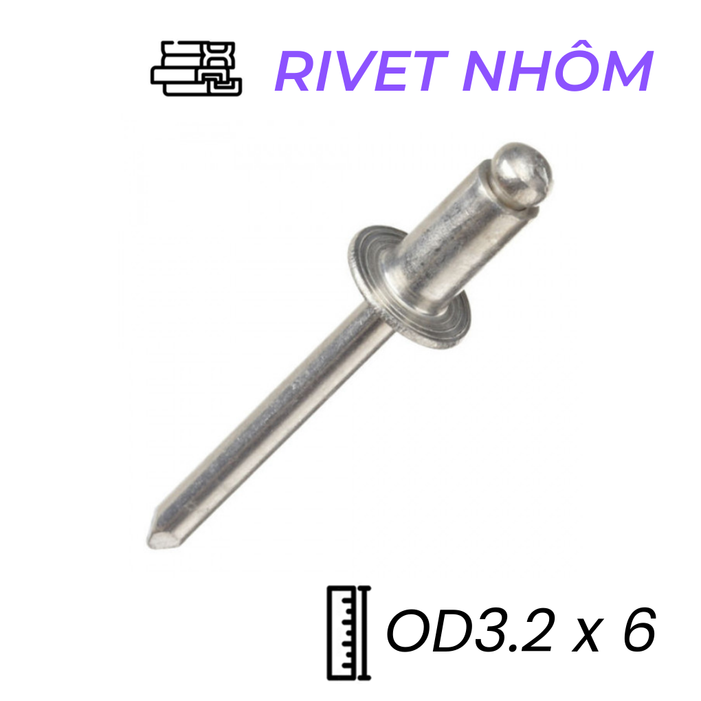 Rivet Nhôm OD3.2x6mm (995-1000 Cái)