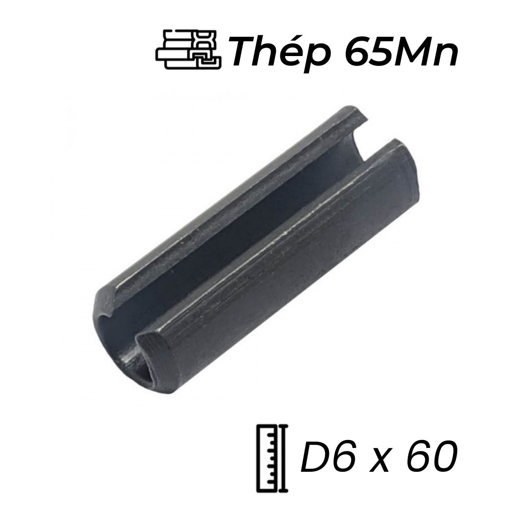 Chốt Ống DIN1481 Thép 65Mn Đen D6x60mm