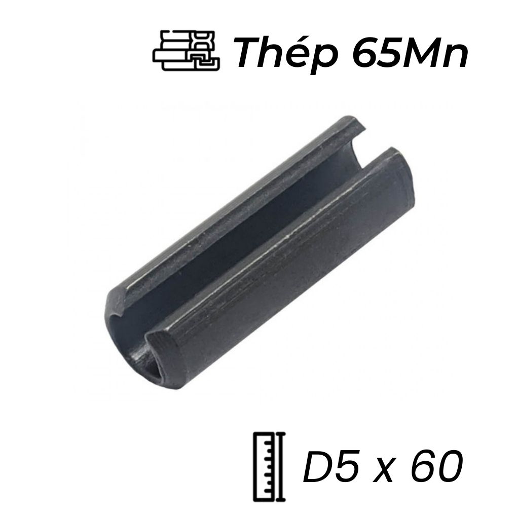 Chốt Ống DIN1481 Thép 65Mn Đen D5x60mm