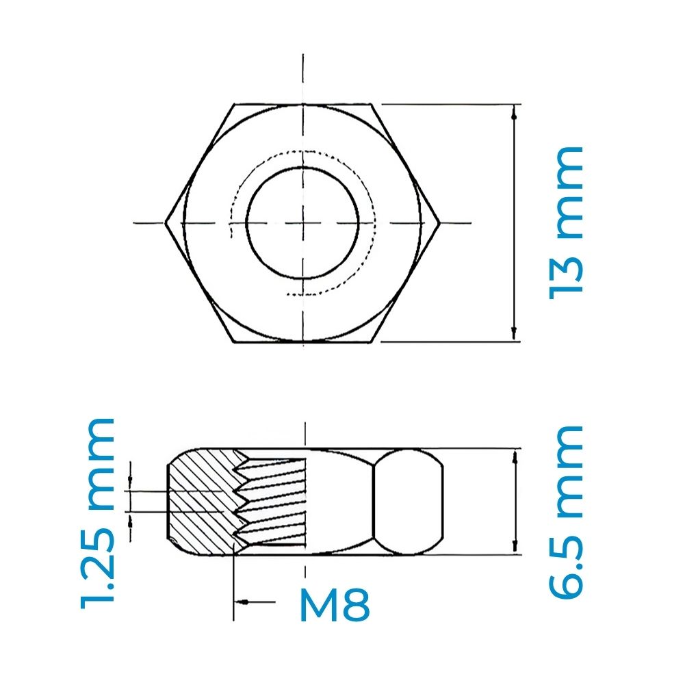 Alternative view of Tán Thép Mạ Kẽm 8.8 DIN934 M8