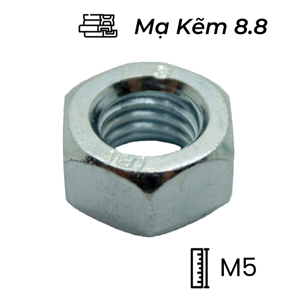 Tán Thép Mạ Kẽm 8.8 DIN934 M5