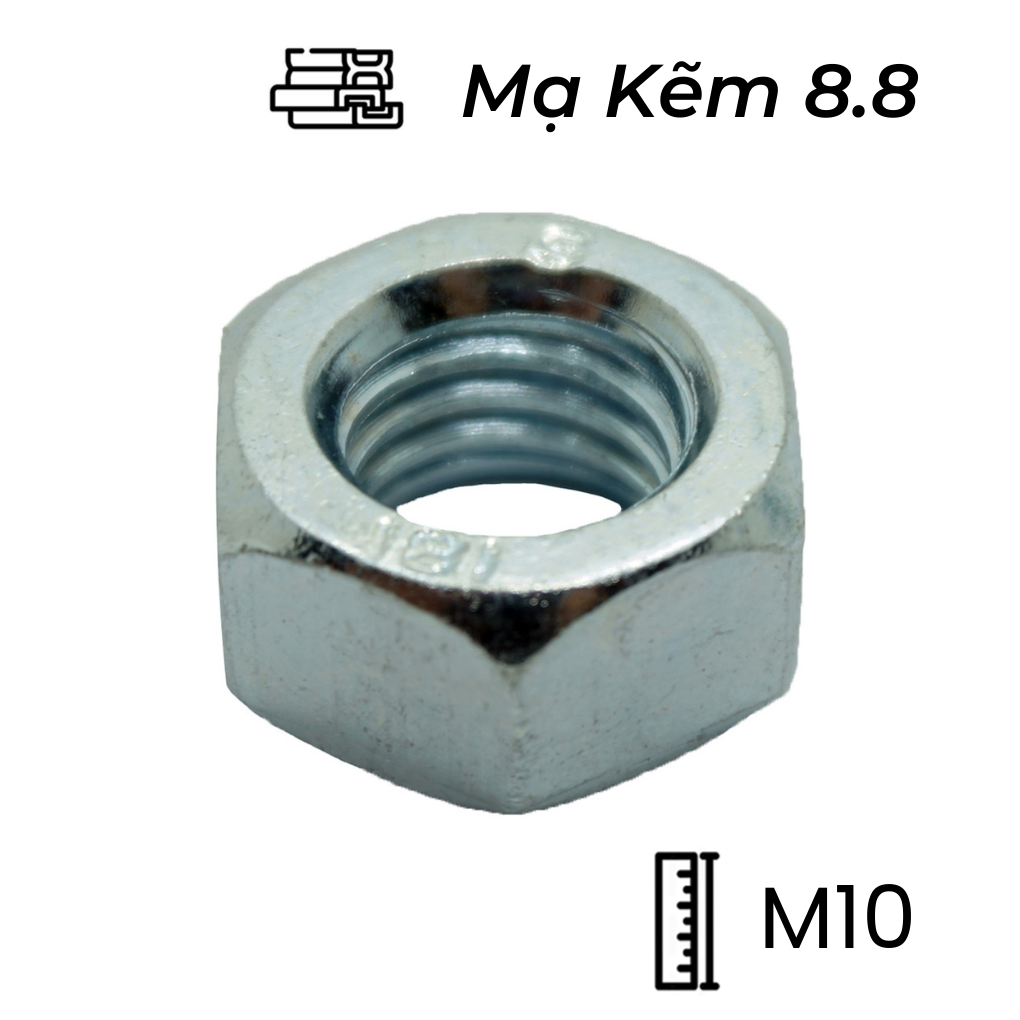 Tán Thép Mạ Kẽm 8.8 DIN934 M10