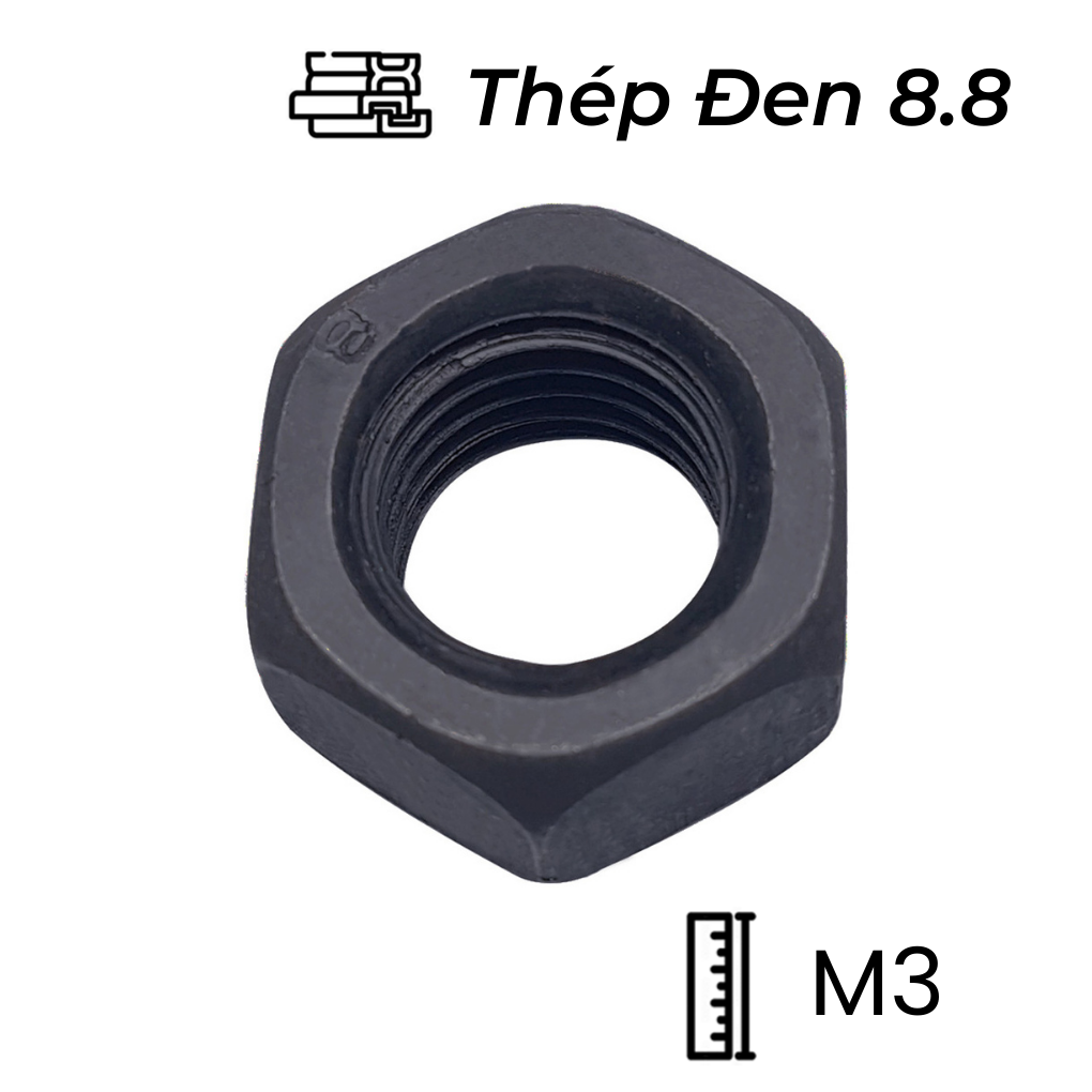 Tán Thép Đen 8.8 DIN934 M3