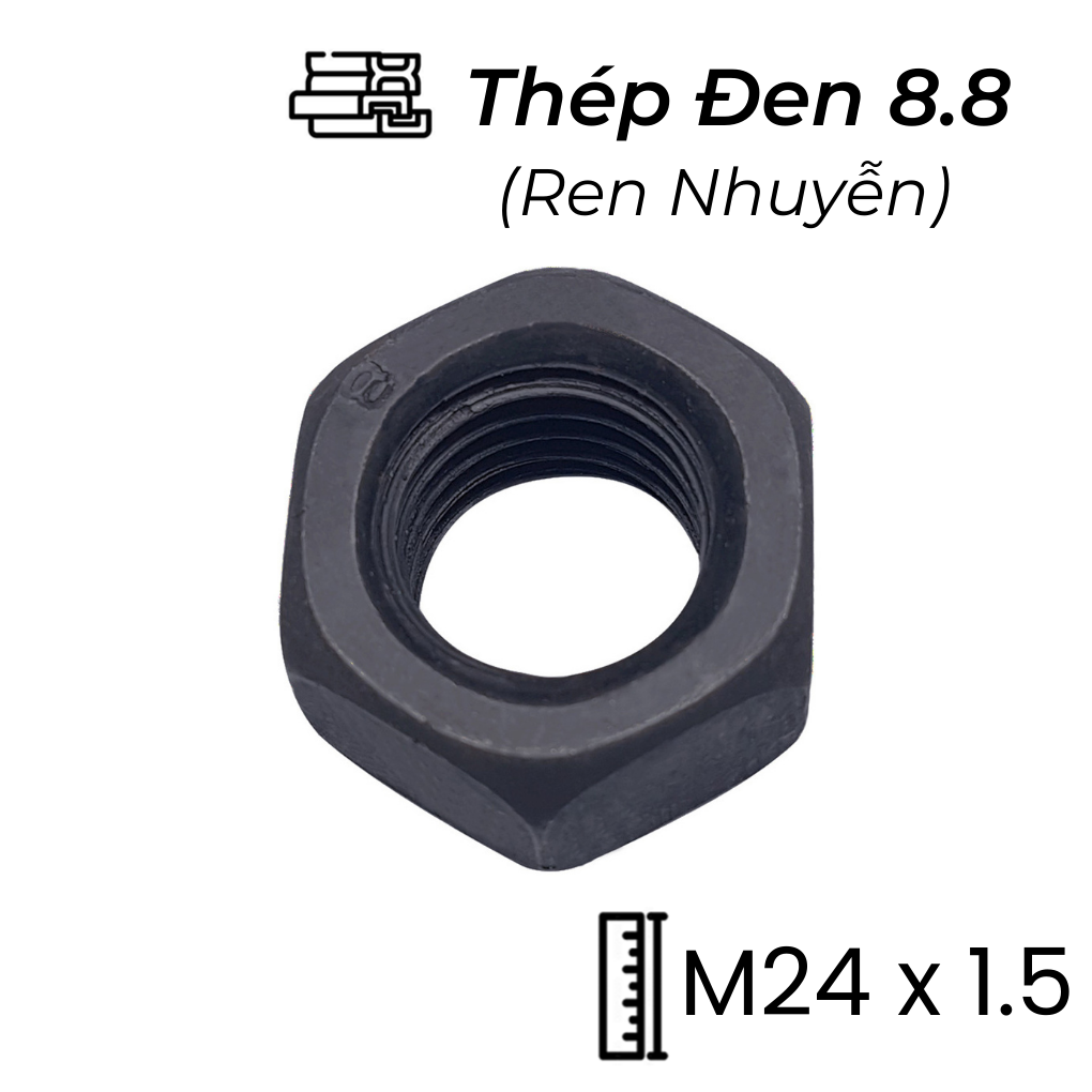 Tán Thép Đen 8.8 DIN934 M24x1.5 Ren Nhuyễn