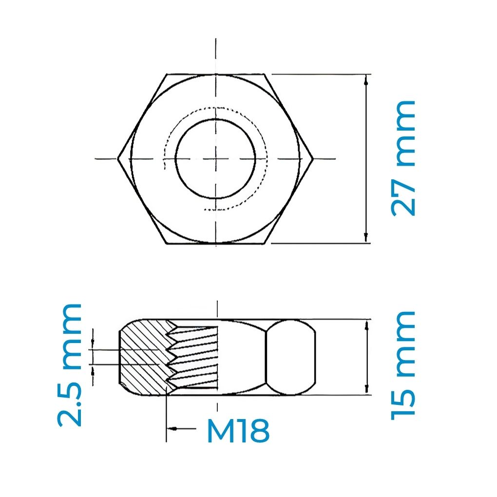 Alternative view of Tán Inox 316 DIN934 M18