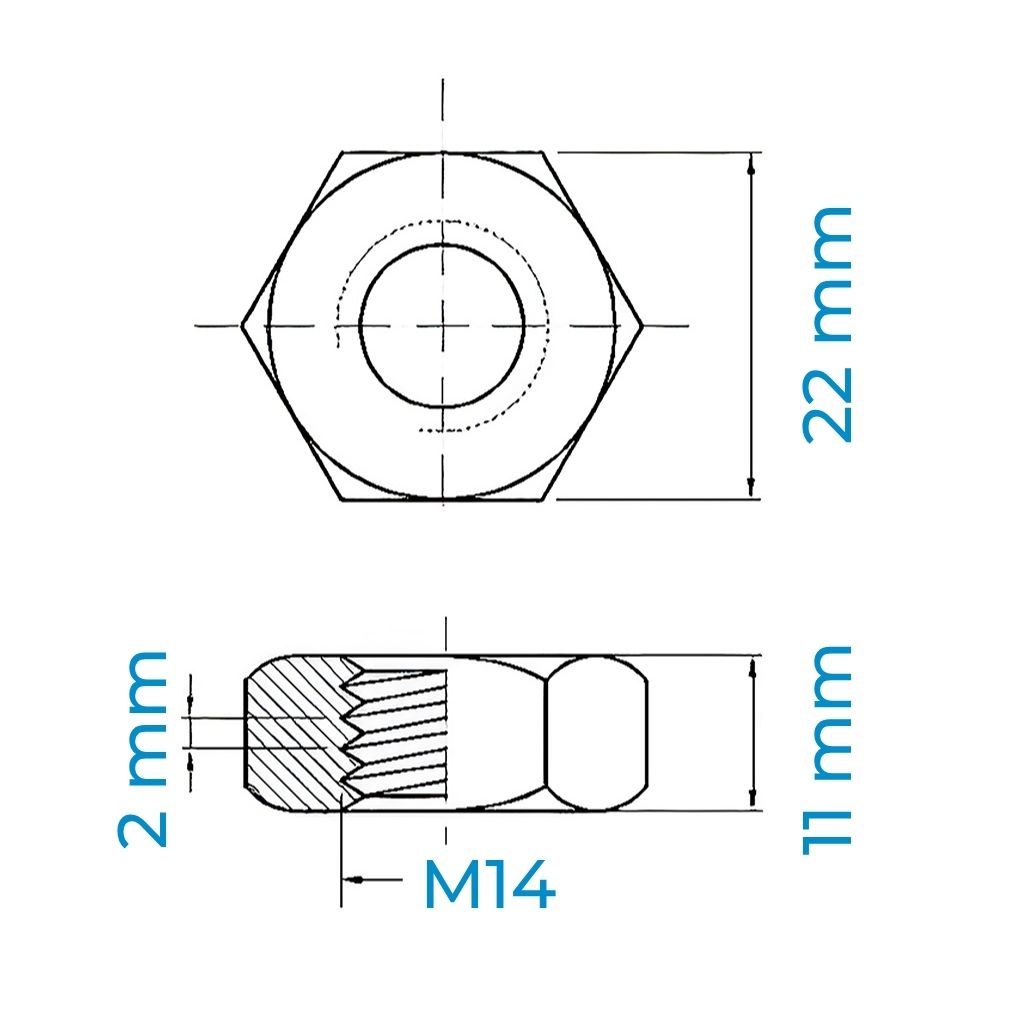 Alternative view of Tán Inox 316 DIN934 M14