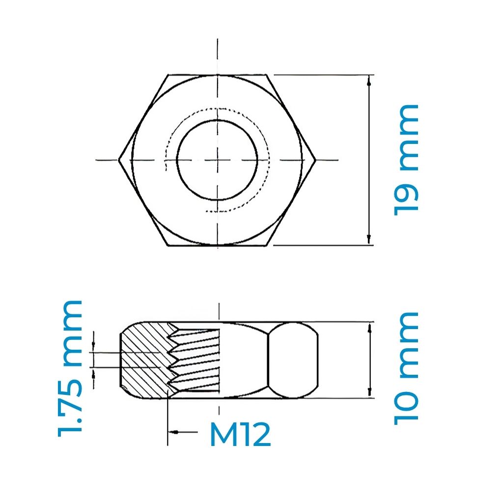 Alternative view of Tán Inox 316 DIN934 M12
