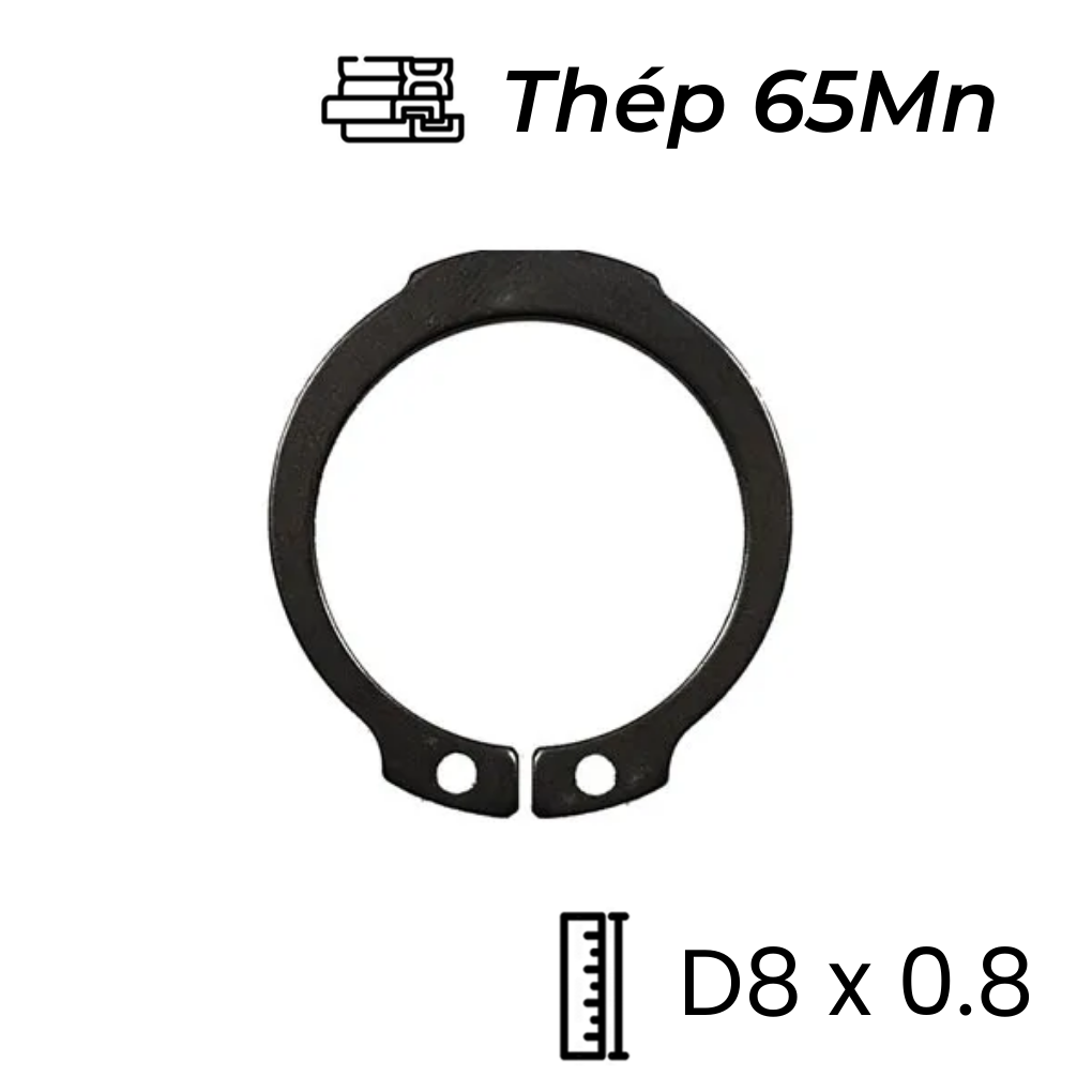 Phe Gài Trục Thép 65Mn DIN471 D8x0.8 (50Cái/Bịch)