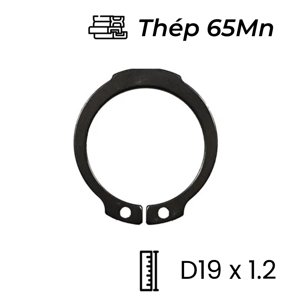Phe Gài Trục Thép 65Mn DIN471 D19x1.2 (25Cái/Bịch)