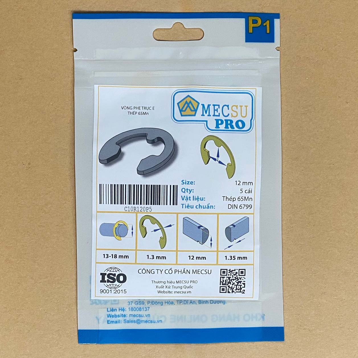 Phe Gài Trục Chữ E Thép DIN6799 D7 (10Cái/Bịch) - Ảnh 6