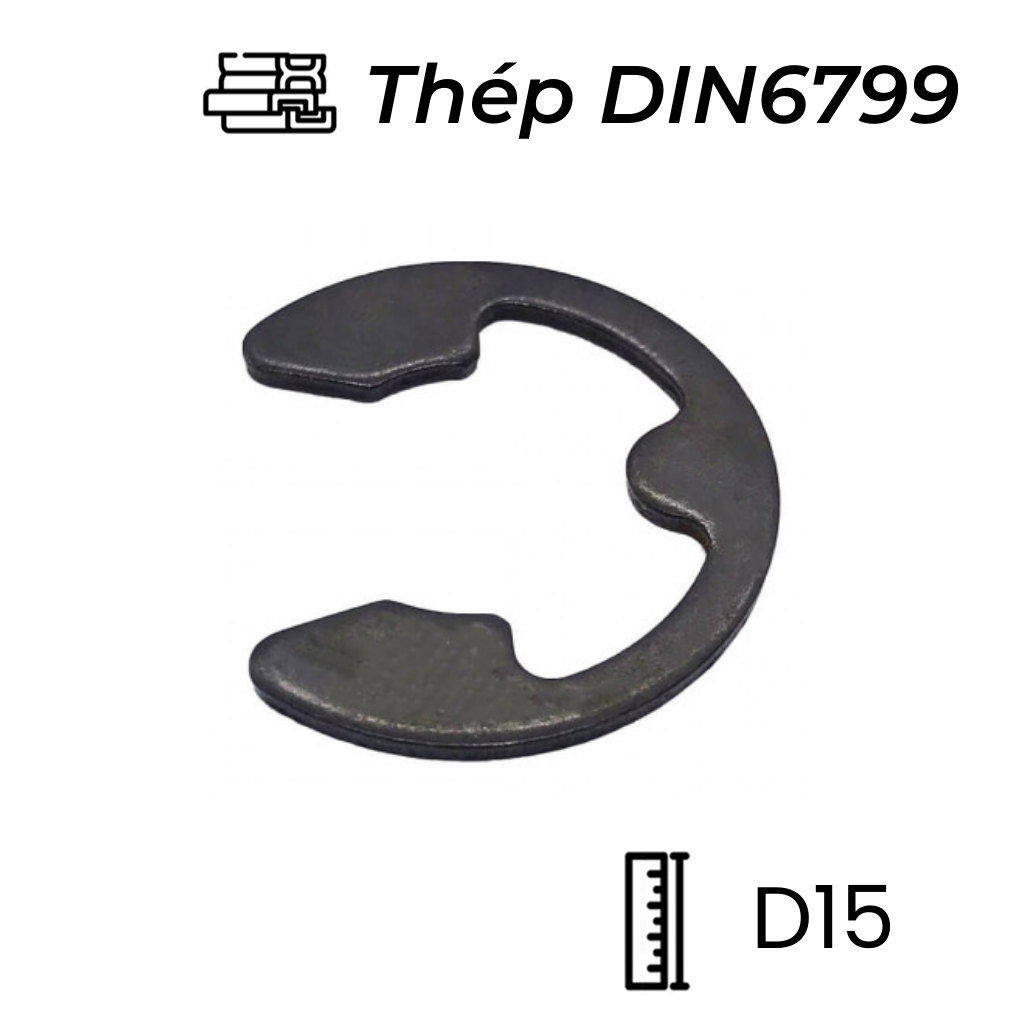 Phe Gài Trục Chữ E Thép DIN6799 D15 (5Cái/Bịch)