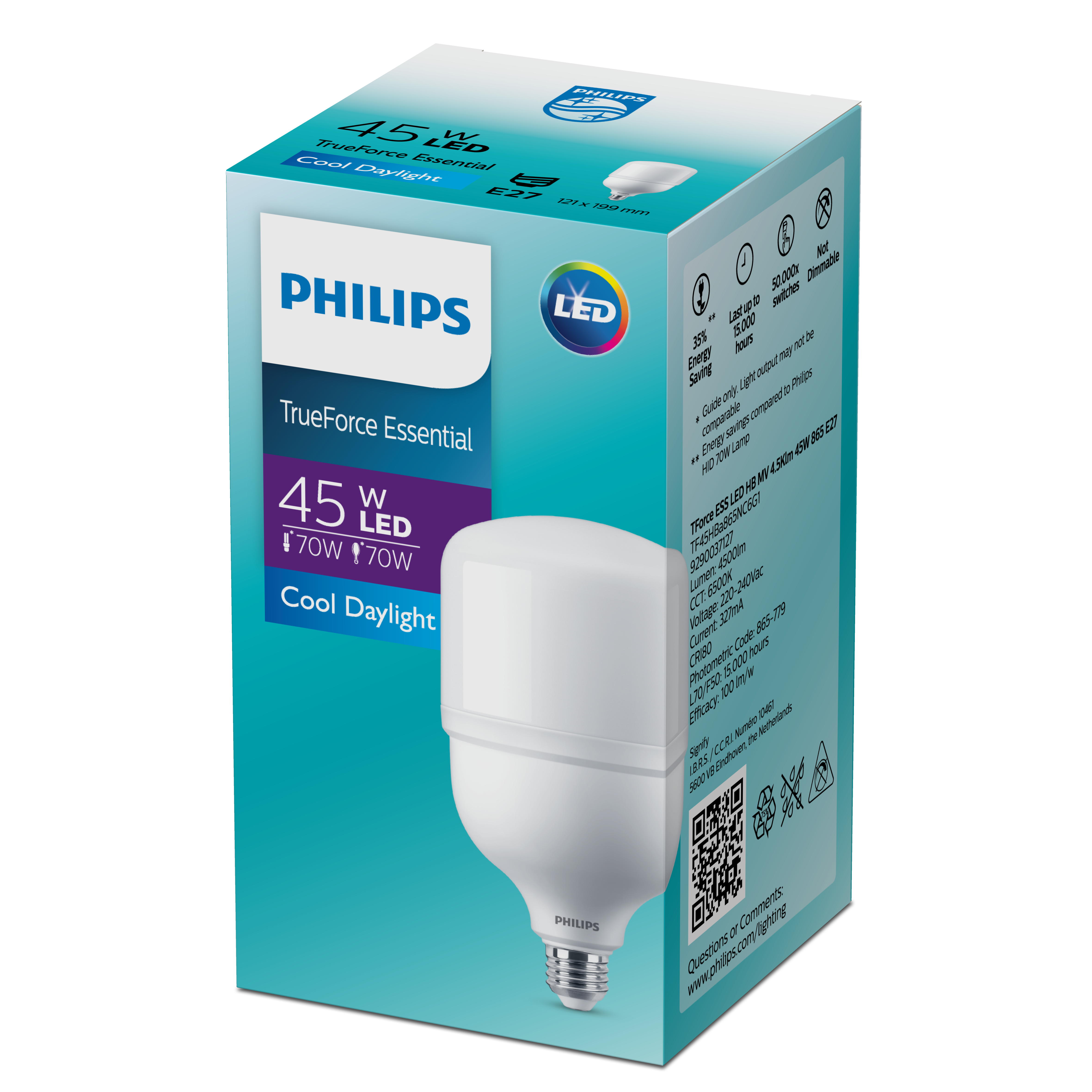 Bóng Đèn LED Trụ TForce Ess HB MV 4.5Klm 45W E27 865 Philips 929003712708