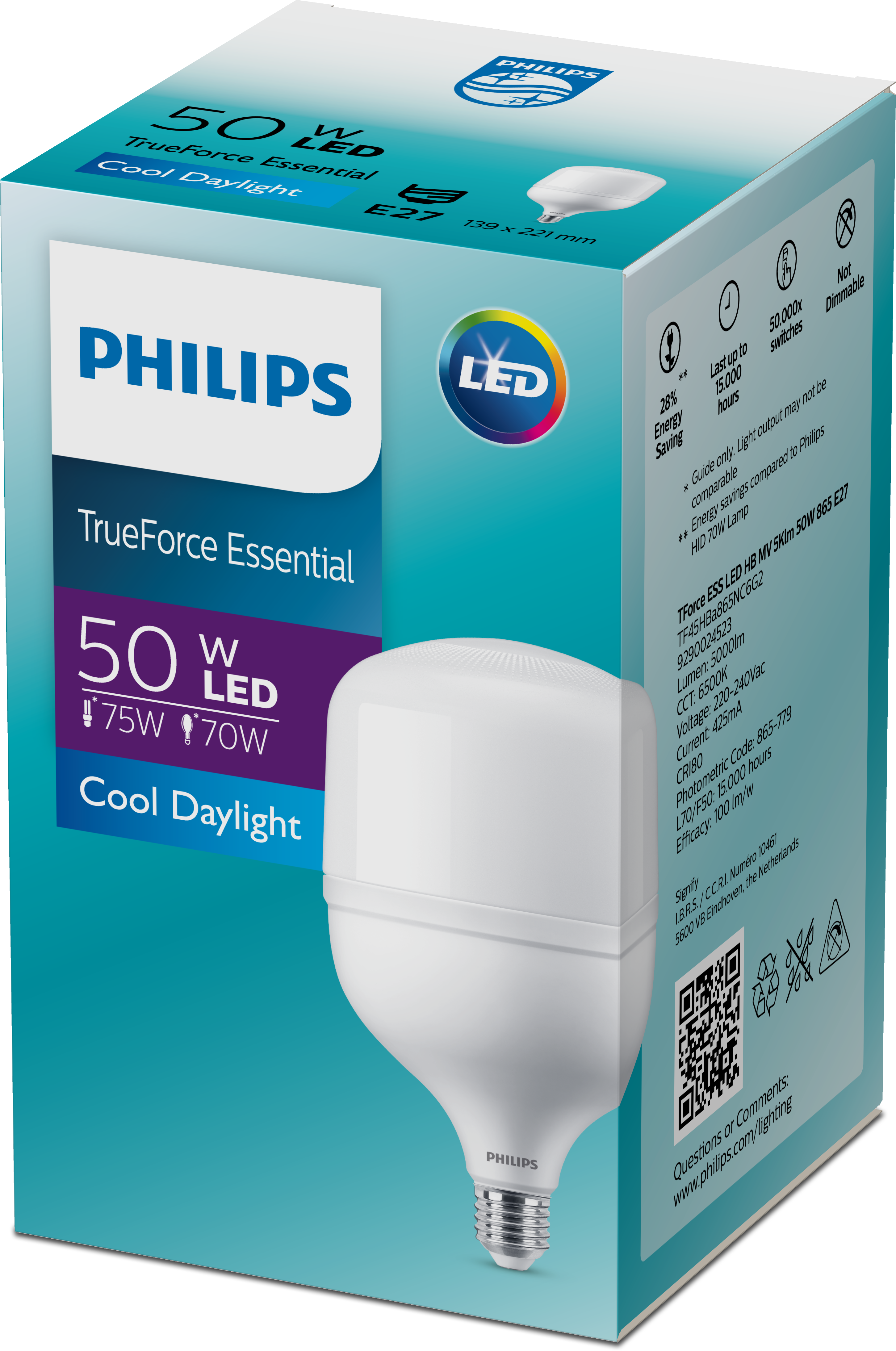 Bóng Đèn LED Trụ TForce Ess HB MV 5Klm 50W E27 865 Philips 929002452308