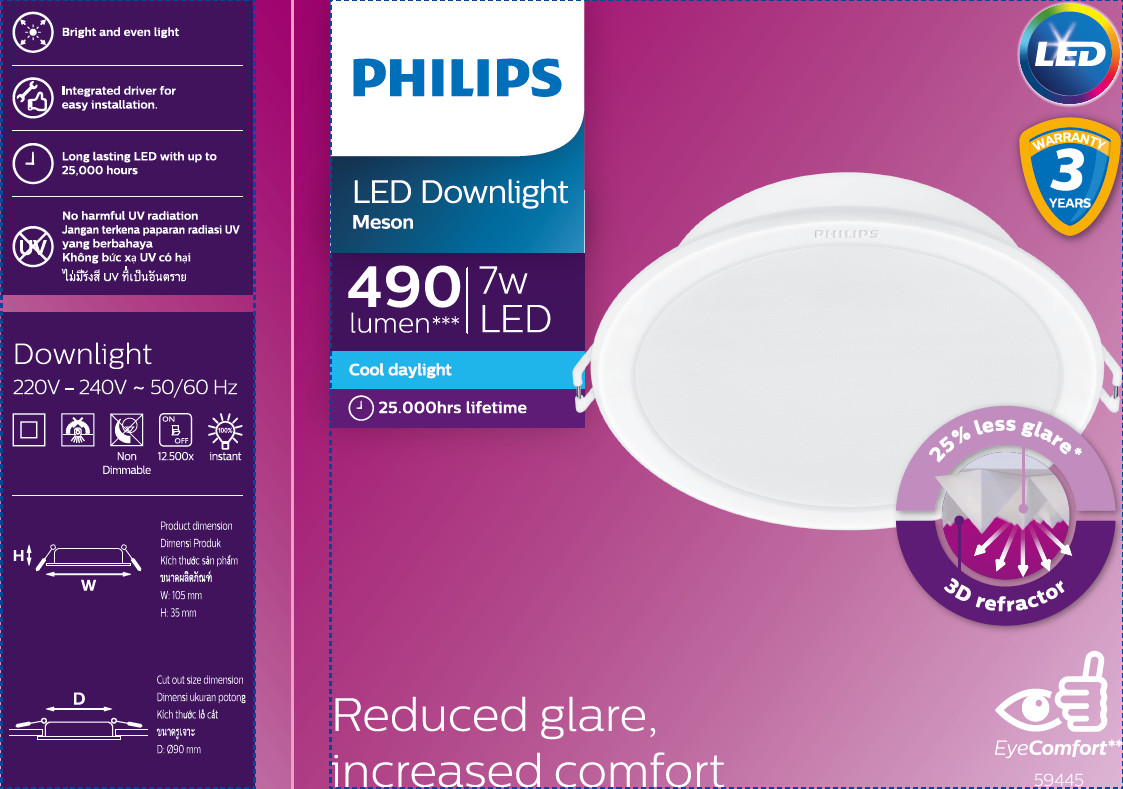 Alternative view of Đèn LED Downlight Meson IO 59445 7W 3000/4000/6500K Φ90 Philips 929003275528