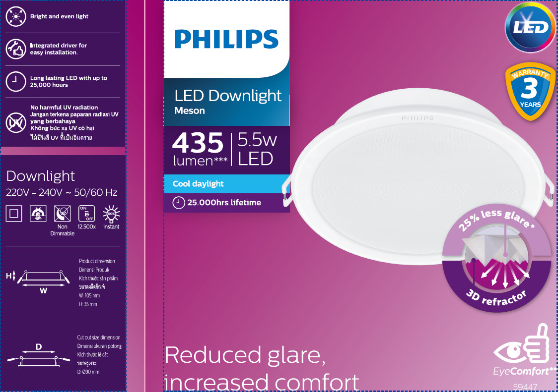 Đèn LED Downlight Meson IO 59447 5.5W 6500K Φ90 Philips 929003275228