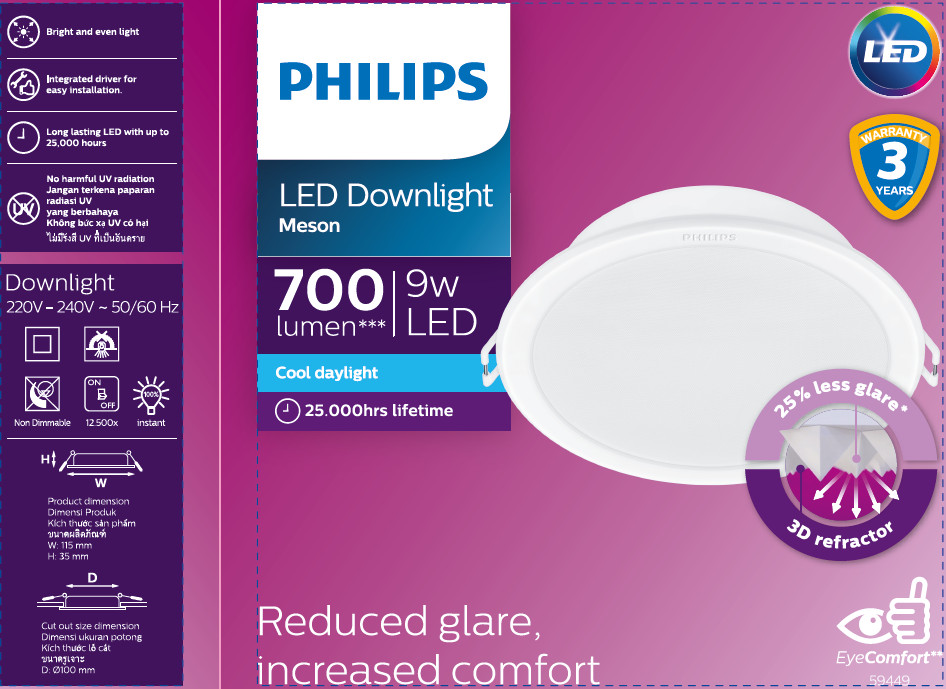 Alternative view of Đèn LED Downlight Meson IO 59449 9W 3000/4000/6500K Φ105 Philips 929003276128