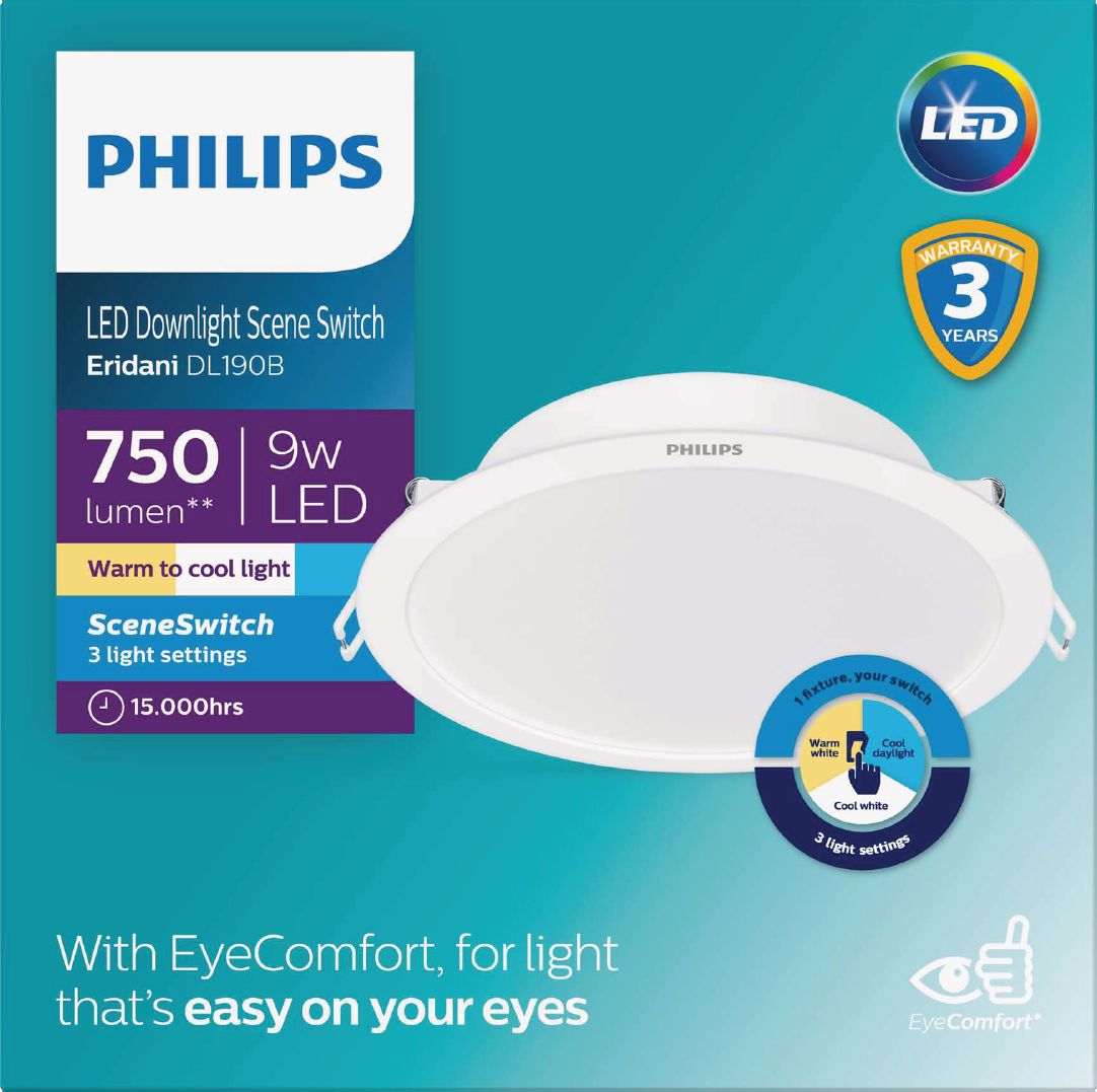Đèn LED Downlight LED 3 Chế Độ Eridani 9W D90 Philips 929004753507