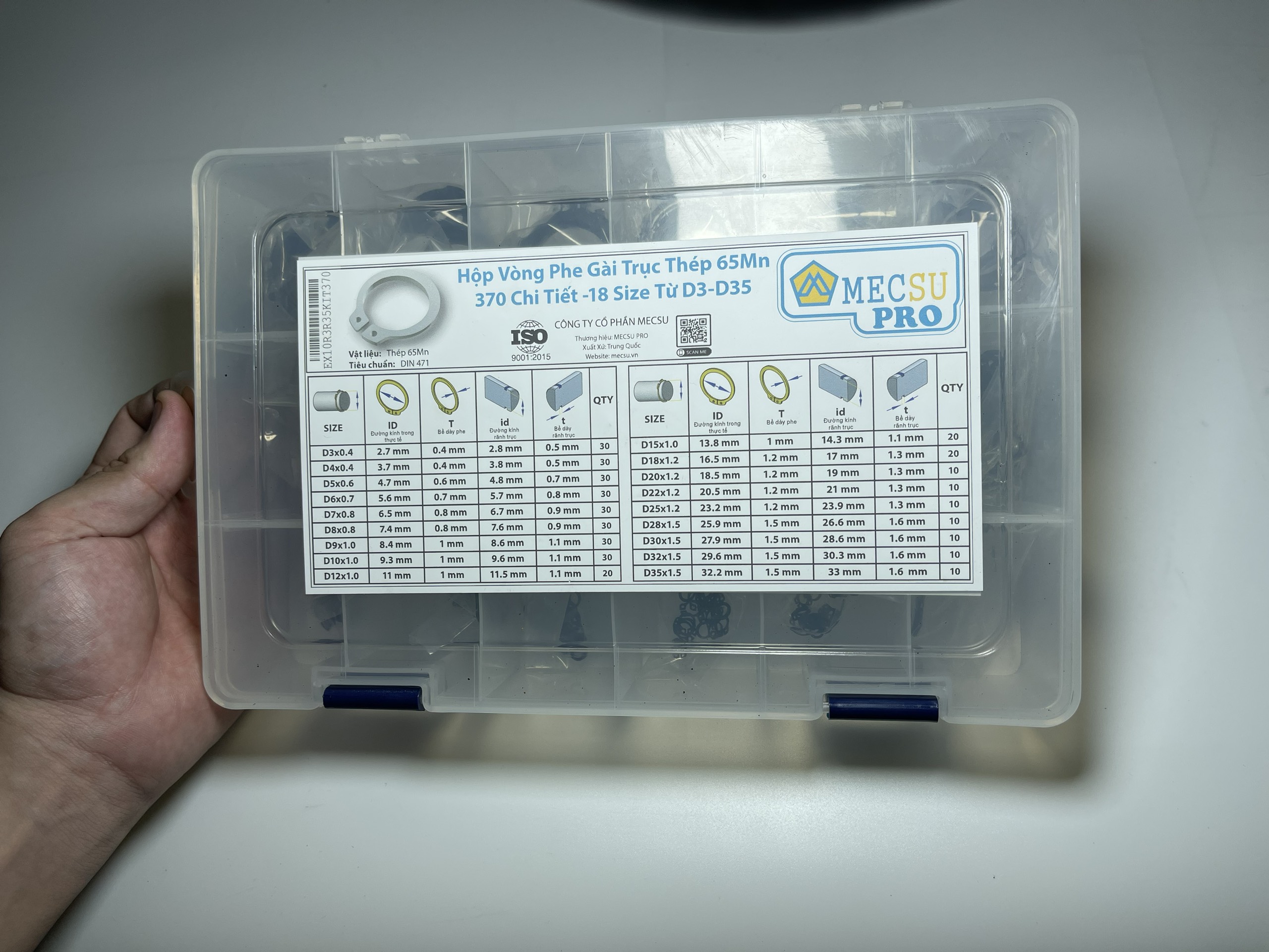 Alternative view of Hộp Vòng Phe Gài Trục Thép 65Mn DIN471 370 Chi Tiết 18 Size Từ D3-D35