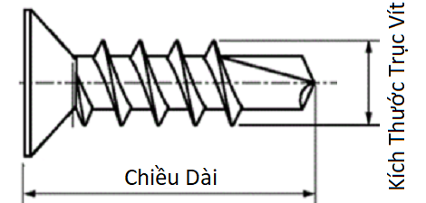 Vít Đuôi Cá Đầu Col Inox 410 M4.2x25 (#8-18) (100Cái/Bịch)_drawing