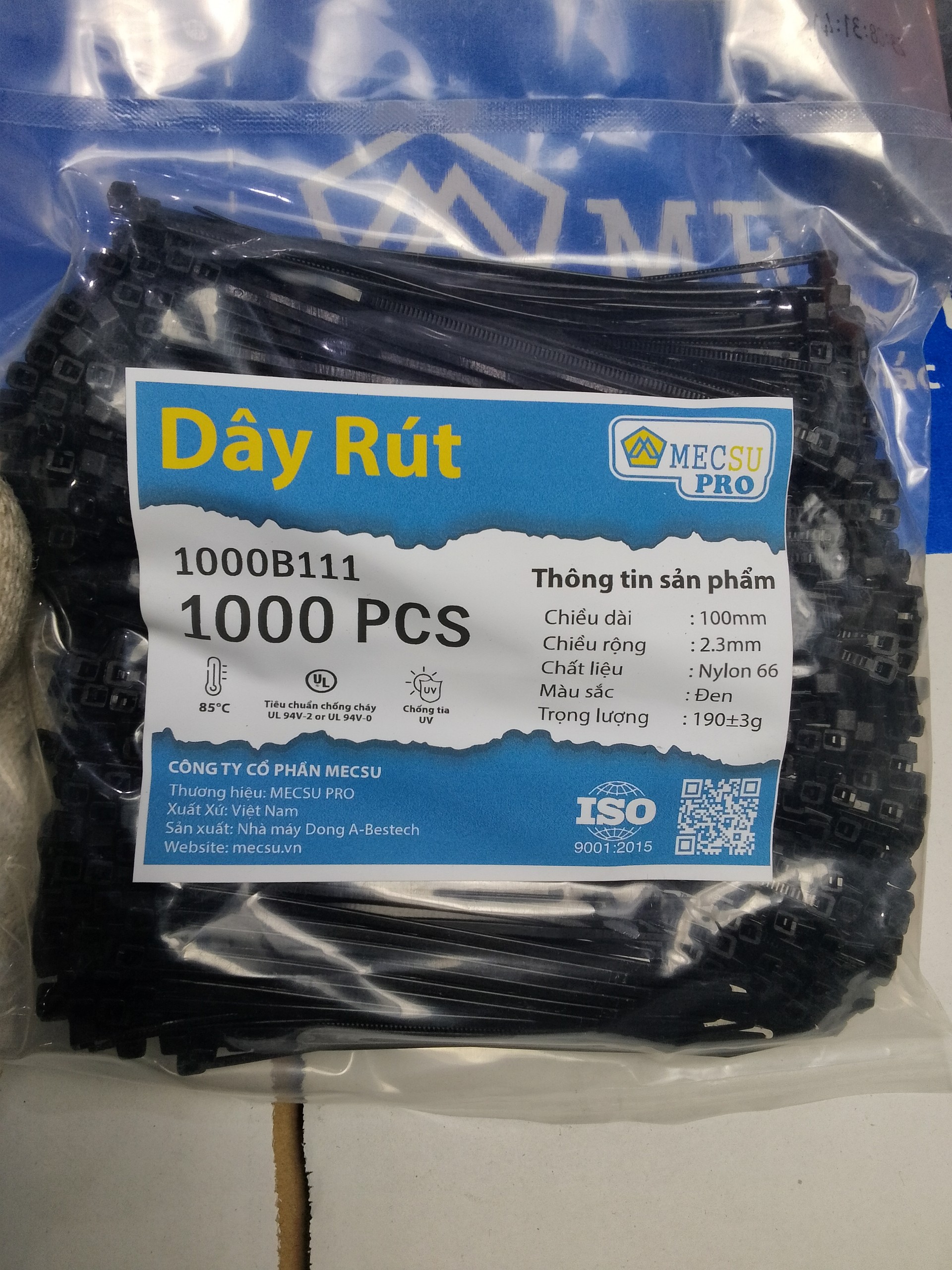 Dây Rút Nhựa Màu Đen Mecsu Pro 100x2.3 mm (1000 Sợi/Bịch) - Ảnh 5