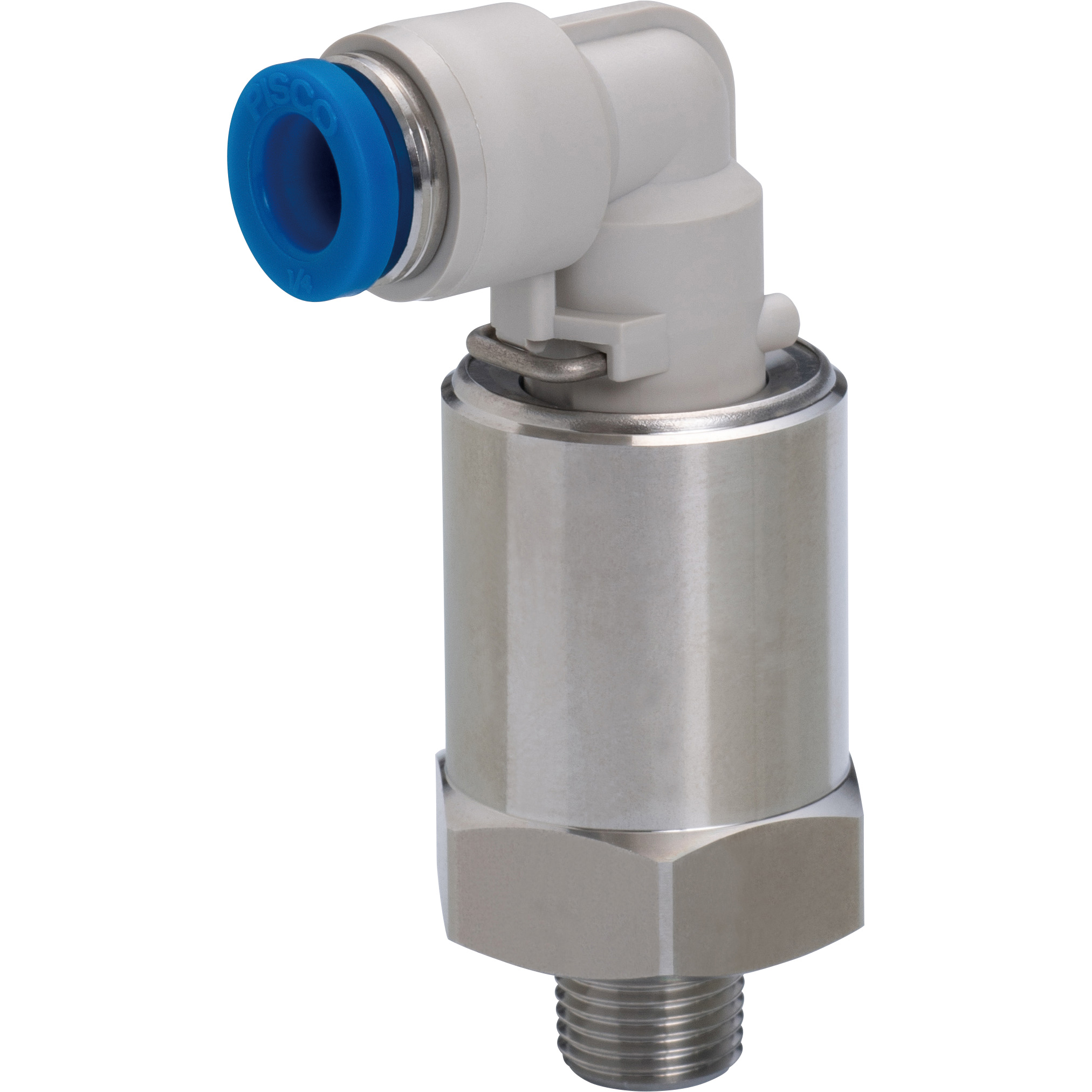 Đầu Nối Nhanh Khí Nén Dạng Cong 90° Ren Ngoài Có Khớp Xoay Pisco RAL3/8-01SUS-F