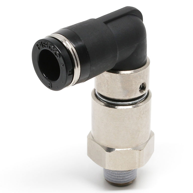 Đầu Nối Nhanh Khí Nén Dạng Cong 90° Ren Ngoài Có Khớp Xoay Tốc Độ Cao Pisco RHL10-03