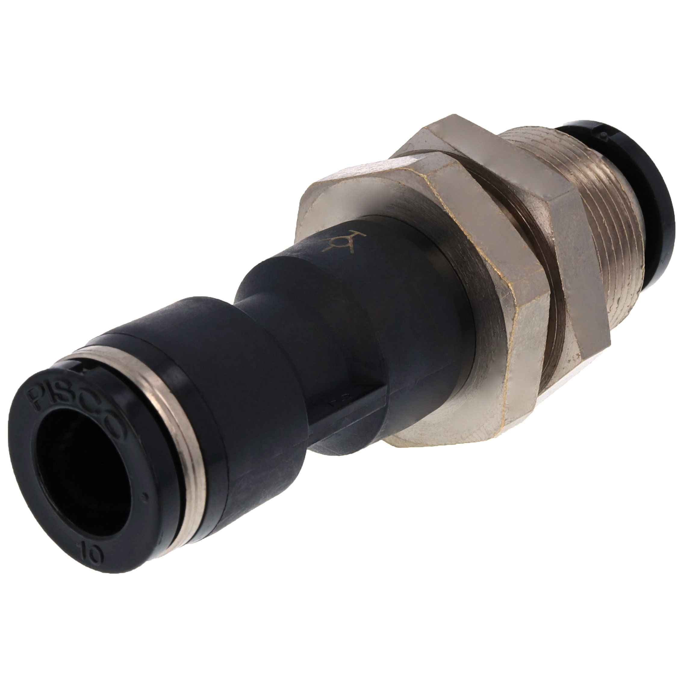 Đầu Nối Nhanh Khí Nén Dạng Thẳng Lắp Kẹp Vách Có Van Tự Ngắt Pisco PSM10