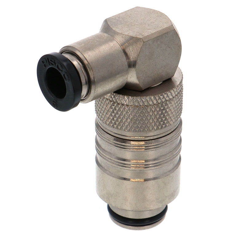 Thân Đầu Nối Nhanh Ống Dẫn Điều Khiển Nhiệt Độ Khuôn Đúc Dạng Cong 90°, Có Van Tự Ngắt Pisco ASL10-6P