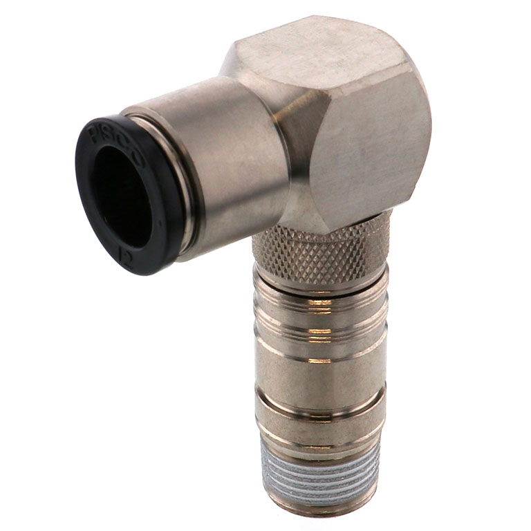 Bộ Đầu Ngạnh Nối Ống Dẫn Điều Khiển Nhiệt Độ Khuôn Đúc Dạng Cong 90°, Có Van Tự Ngắt Pisco ASL10-1203