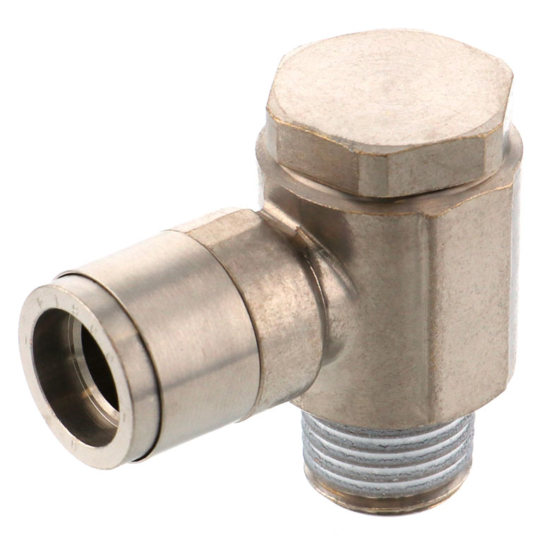 Đầu Nối Nhanh Khí Nén Cong 90° Đầu Lục Giác Trụ Ren Ngoài Pisco KH6-01-F