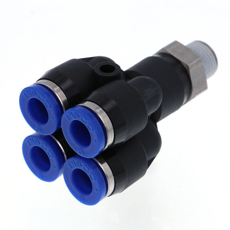 Đầu Nối Nhanh Khí Nén Dạng Chữ Y Bốn Nhánh Ren Ngoài Pisco SPRX4-01