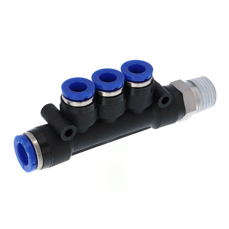 Đầu Nối Nhanh Khí Nén Dạng Chữ T Bốn Nhánh Ren Ngoài Pisco SPKD10-8-03