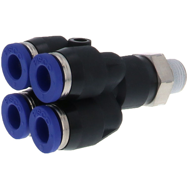 Đầu Nối Nhanh Khí Nén Dạng Chữ Y Bốn Nhánh Ren Ngoài Pisco PRX4-02SUS