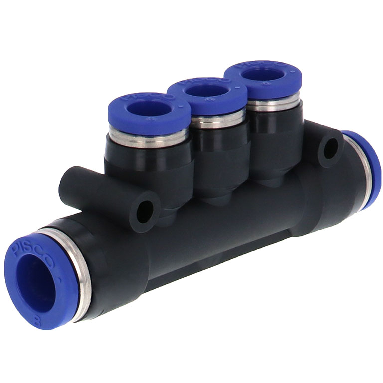 Đầu Nối Nhanh Khí Nén Chữ T 5 Ngã Dạng Nối Giảm Pisco PKG10-8SUS