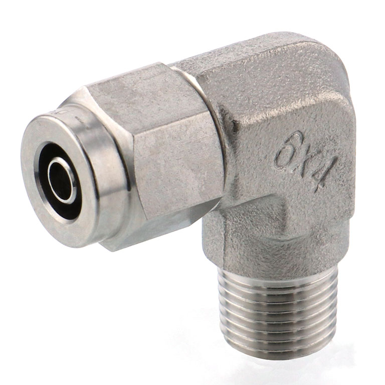 Đầu Ngạnh Nối Ống Có Đai Ốc Xiết Dạng Cong 90° Ren Ngoài Pisco NSL1075-04