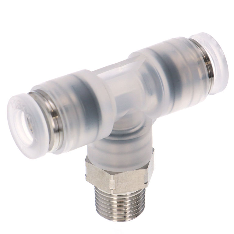 Đầu Nối Nhanh Khí Nén Dạng Chữ T Ren Ngoài Pisco PPB6-02SUS-F-S