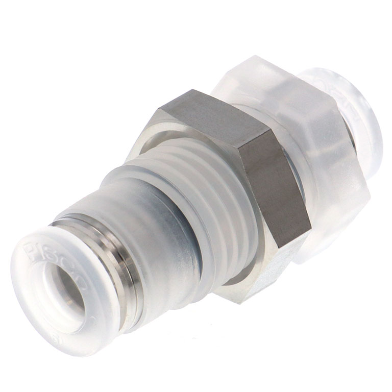 Đầu Nối Nhanh Khí Nén Dạng Thẳng Ren Ngoài Lắp Kẹp Vách Pisco PPMP10-F