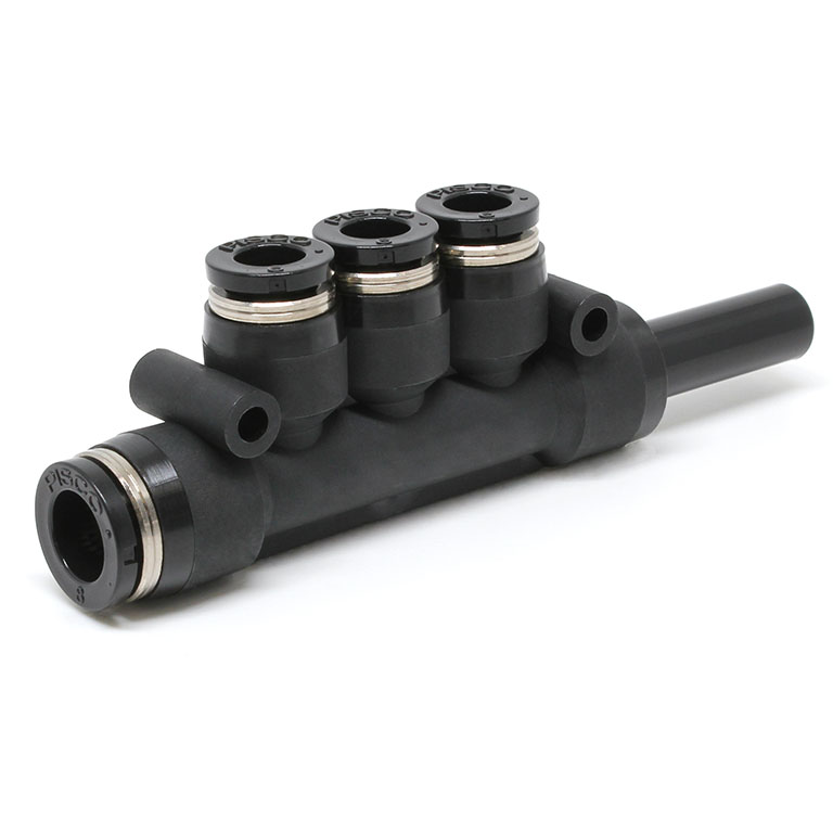 Đầu Nối Nhanh Khí Nén Giữa Ống Khí Và Fitting Bốn Nhánh Dạng Chữ T Pisco PKJ8-6-UC