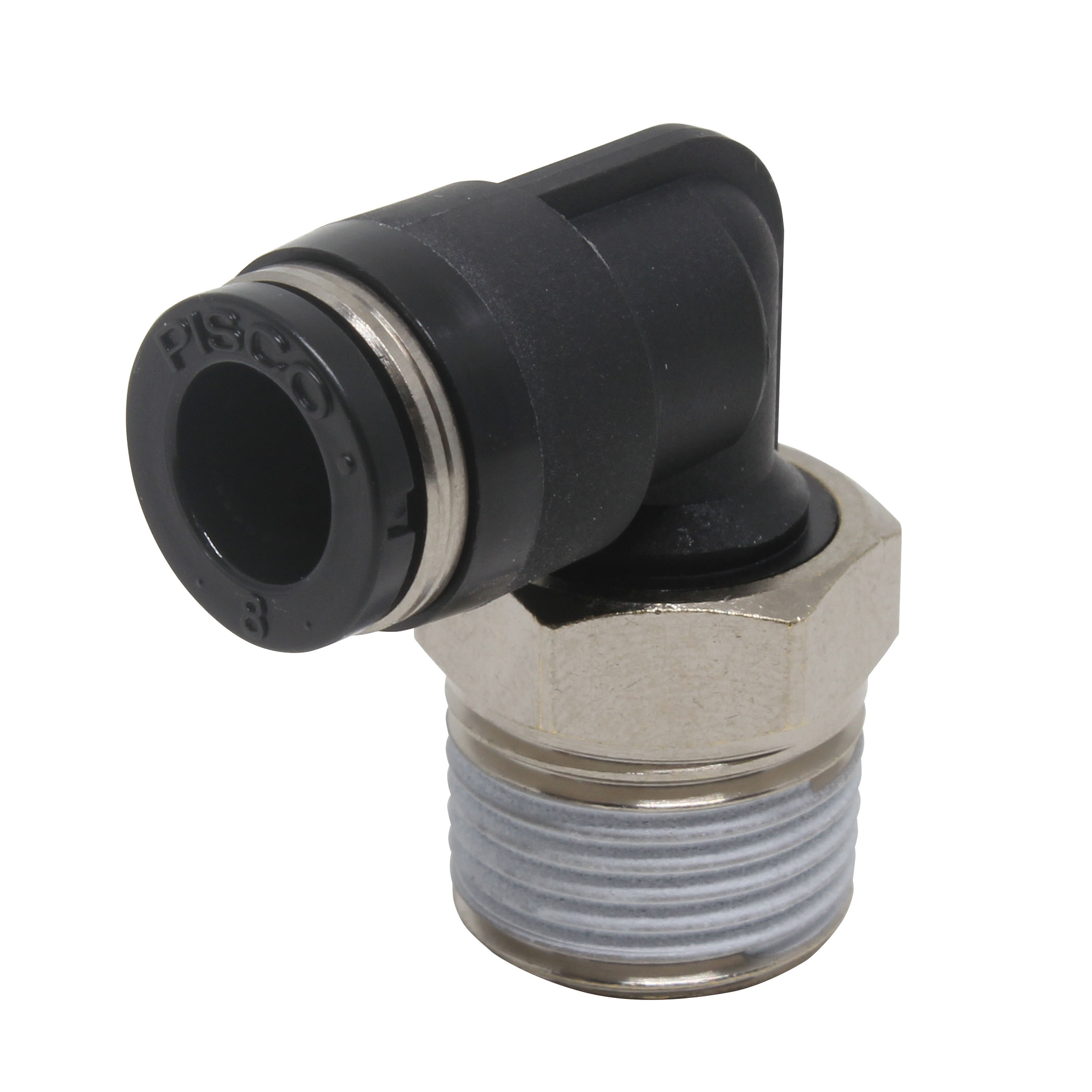 Đầu Nối Nhanh Khí Nén Dạng Cong 90° Ren Ngoài Pisco PL8-01MW