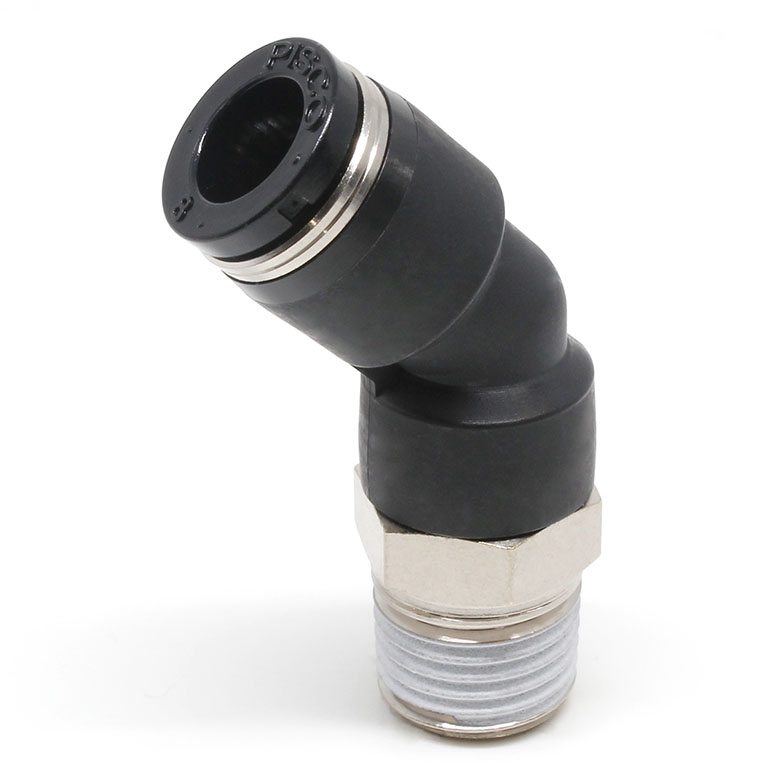 Đầu Nối Nhanh Khí Nén Giữa Ống Khí Và Fitting Dạng Cong 45° Pisco PLHJ16W