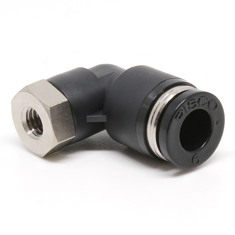 Đầu Nối Nhanh Khí Nén Dạng Cong 90° Ren Trong Pisco PLF4-M6-UC