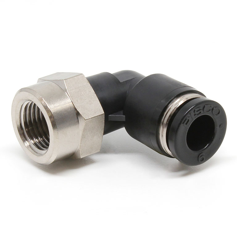 Đầu Nối Nhanh Khí Nén Dạng Cong 90° Ren Trong Pisco PLF12-03W