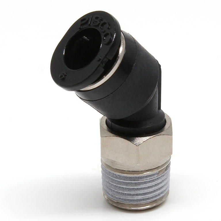 Đầu Nối Nhanh Khí Nén Dạng Cong 45° Ren Ngoài Pisco PLH6-01M-C