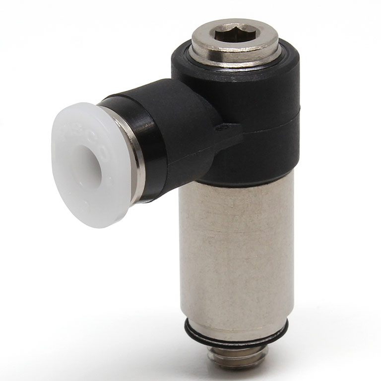 Đầu Nối Nhanh Khí Nén Dạng Cong 90° (Dài) Đầu Lục Giác Chìm Ren Ngoài Pisco POLL1/8-M5M