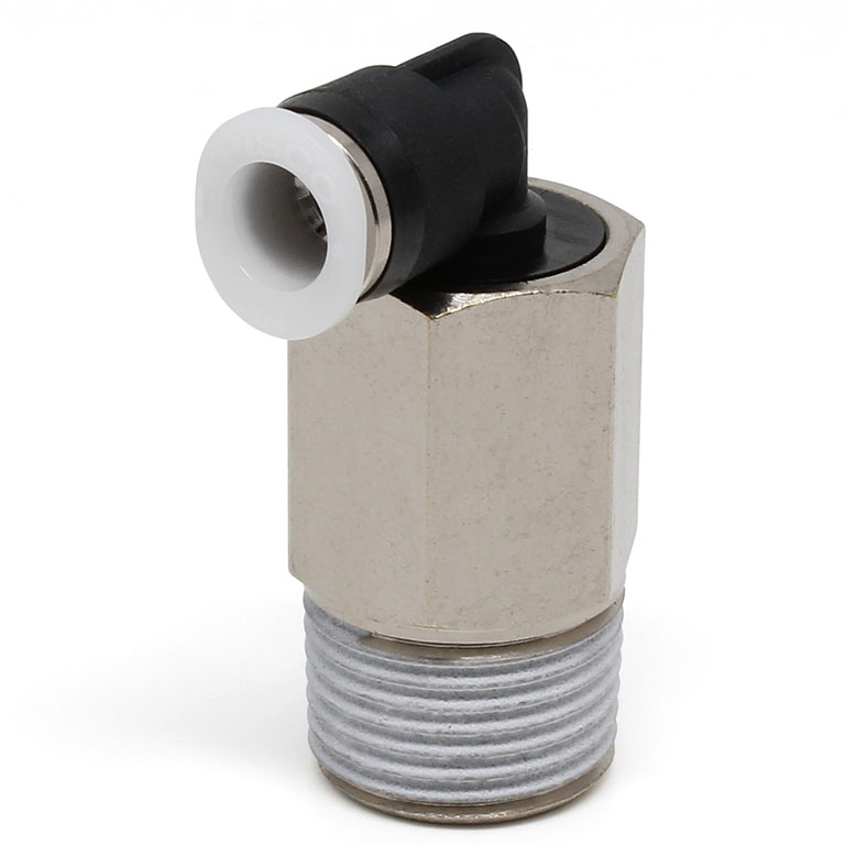 Đầu Nối Nhanh Khí Nén Dạng Cong 90° Ren Ngoài (Dài) Pisco PLL1/4-03M