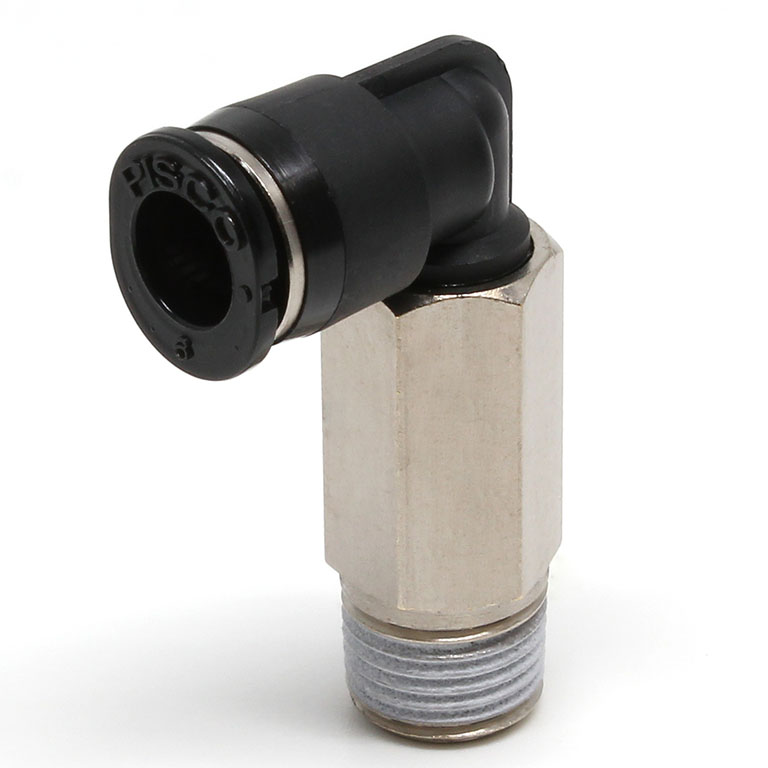 Đầu Nối Nhanh Khí Nén Dạng Cong 90° Ren Ngoài (Dài) Pisco PLL6-01MW