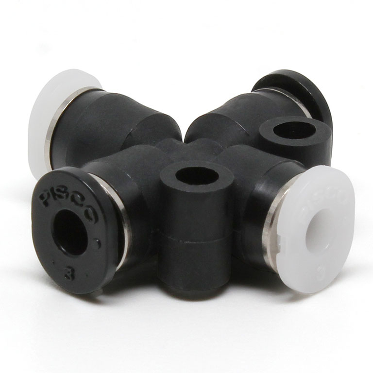 Đầu Nối Nhanh Khí Nén Ngã 4 Dạng Nối Giảm Pisco PZB1/8-3M