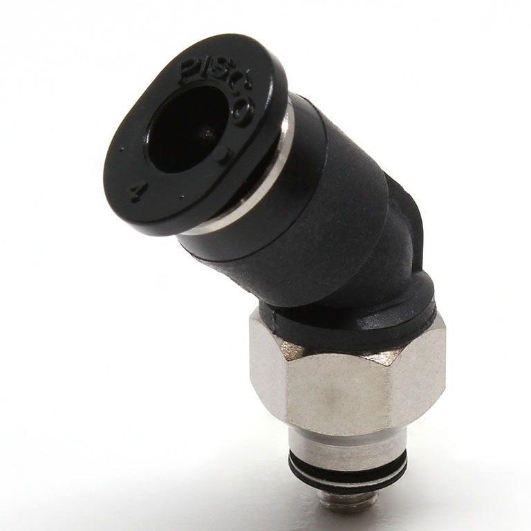 Đầu Nối Nhanh Khí Nén Dạng Cong 45° Ren Ngoài Pisco PLH4-M3M