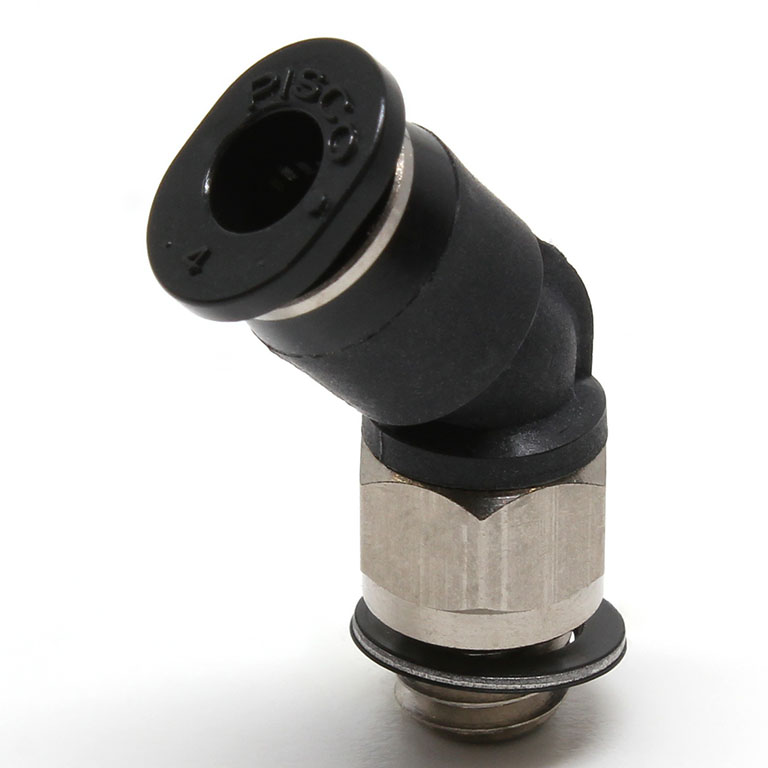 Đầu Nối Nhanh Khí Nén Dạng Cong 45° Ren Ngoài Pisco PLH4-M6M